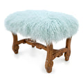 Hyde Park Tibetan Sheep Ottoman - Aqua Ottomans