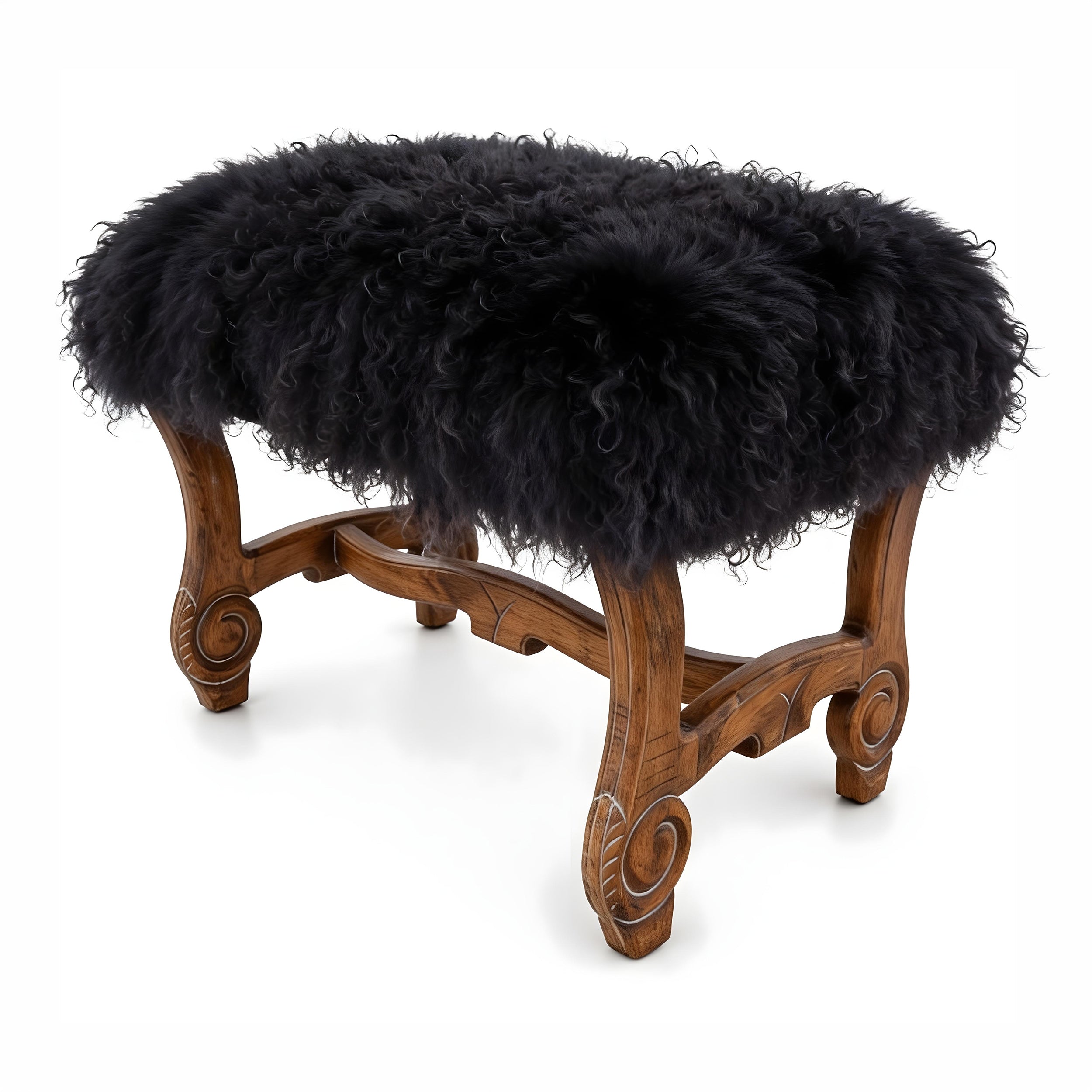 Hyde Park Tibetan Sheep Ottoman - Black Ottomans
