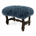 Hyde Park Tibetan Sheep Ottoman - Boho Blue Ottomans