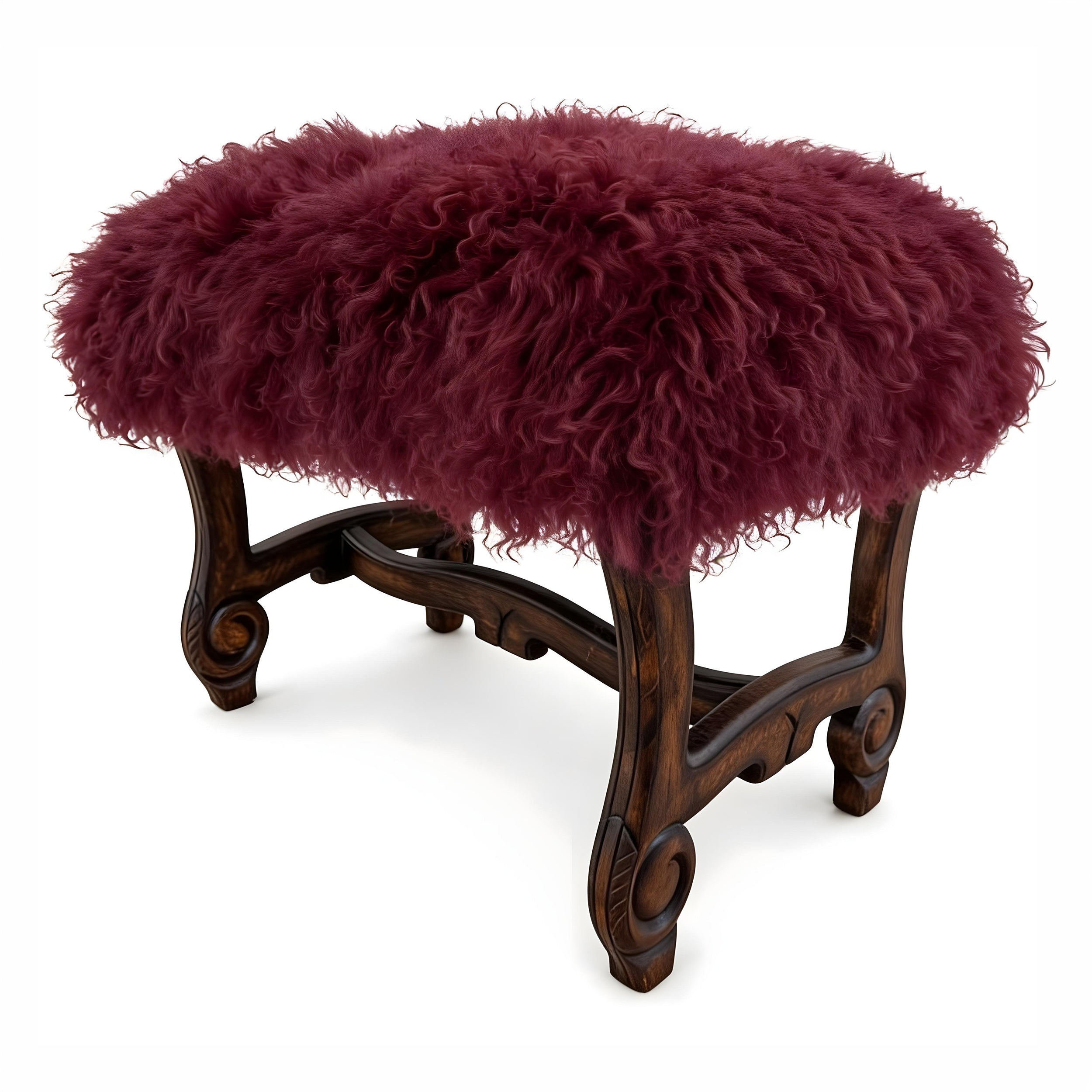 Hyde Park Tibetan Sheep Ottoman - Cabernet Ottomans
