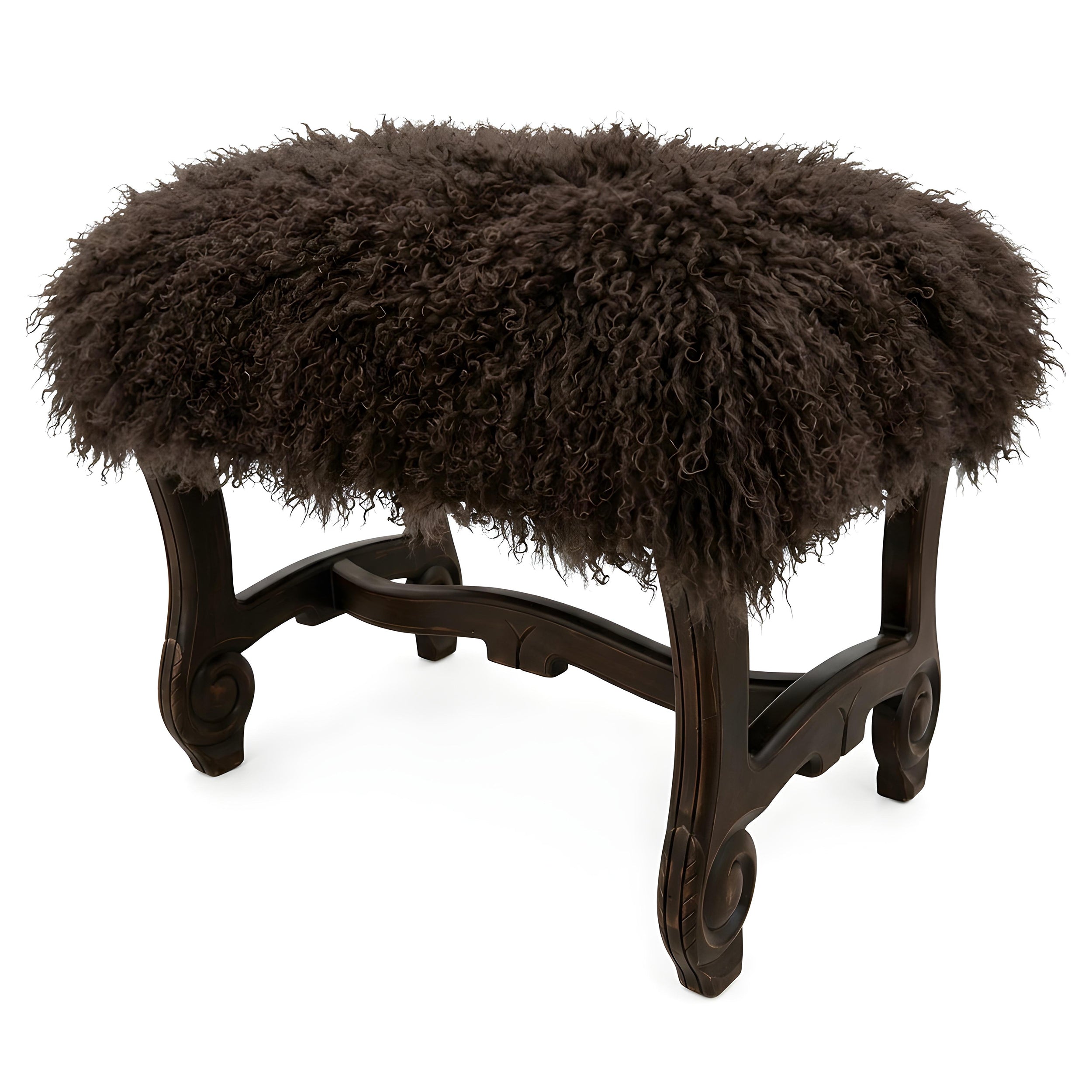 Hyde Park Tibetan Sheep Ottoman - Chocolate Ottomans
