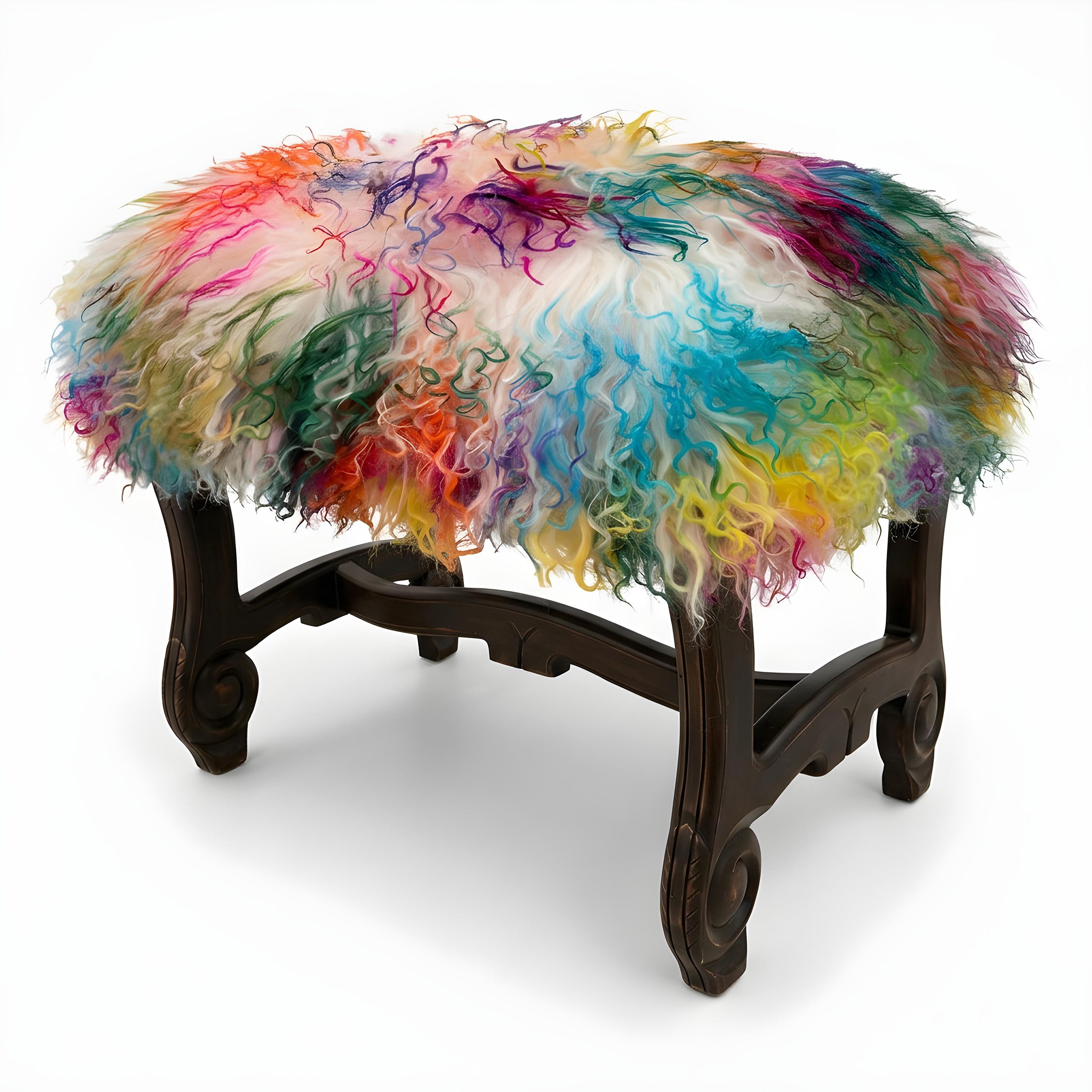 Hyde Park Tibetan Sheep Ottoman - Light Confetti Ottomans