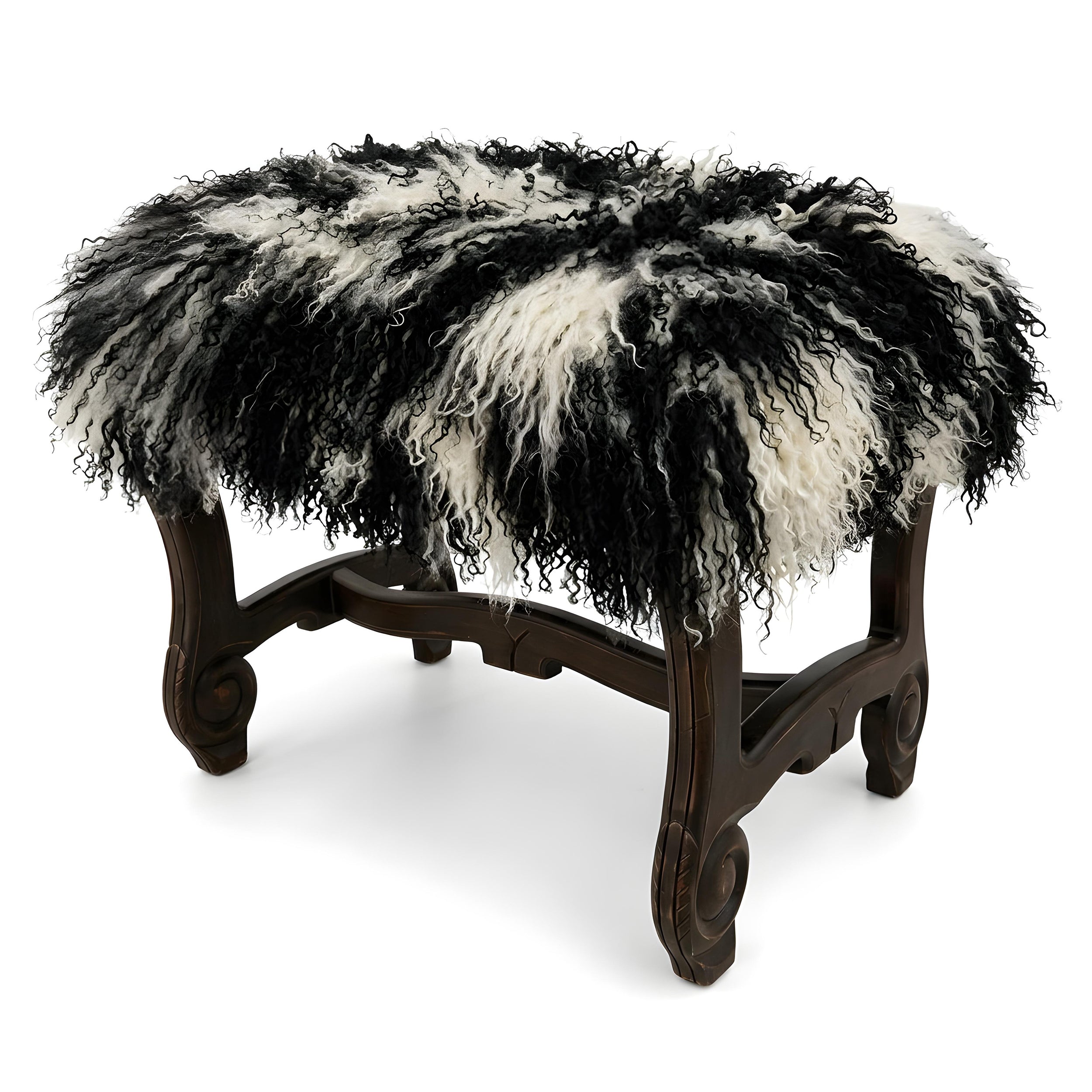 Hyde Park Tibetan Sheep Ottoman - Monochrome Ottomans