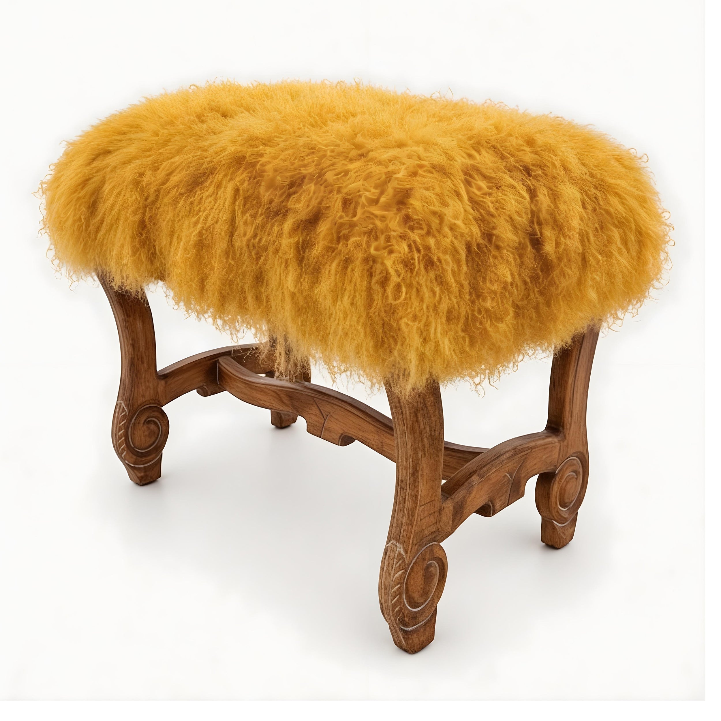 Hyde Park Tibetan Sheep Ottoman - Mustard Ottomans