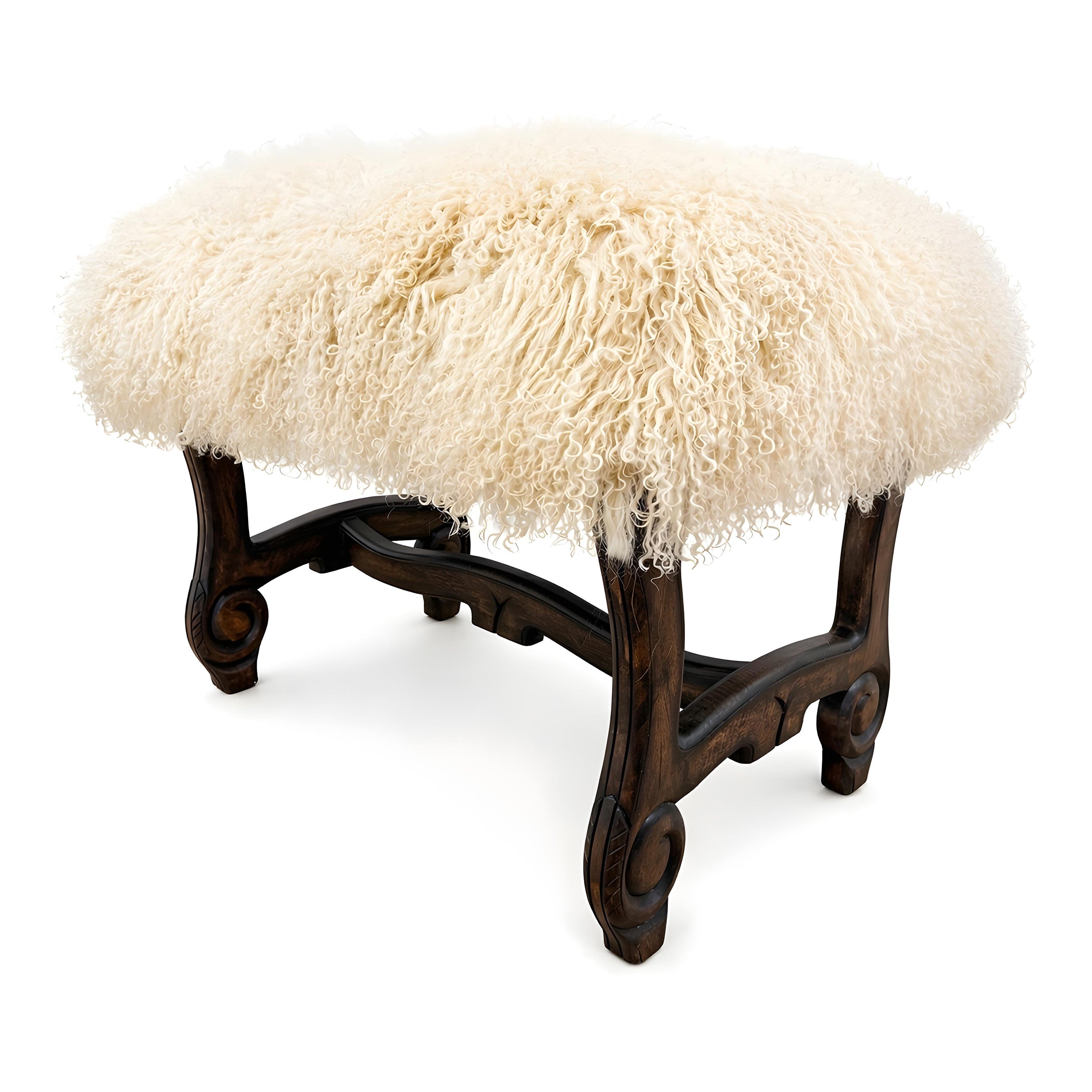 Hyde Park Tibetan Sheep Ottoman - Offwhite Ottomans