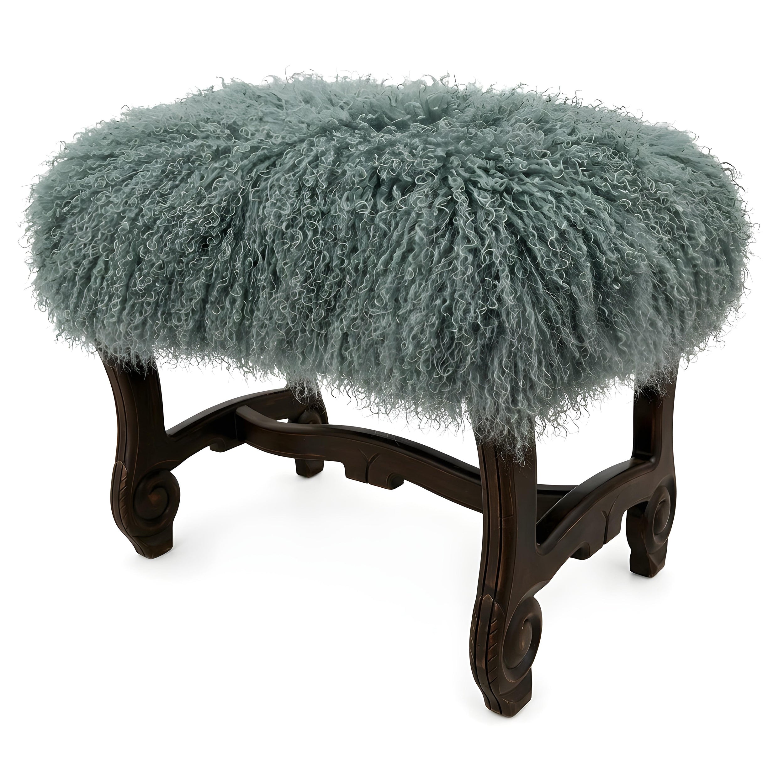 Hyde Park Tibetan Sheep Ottoman - Seafoam Ottomans