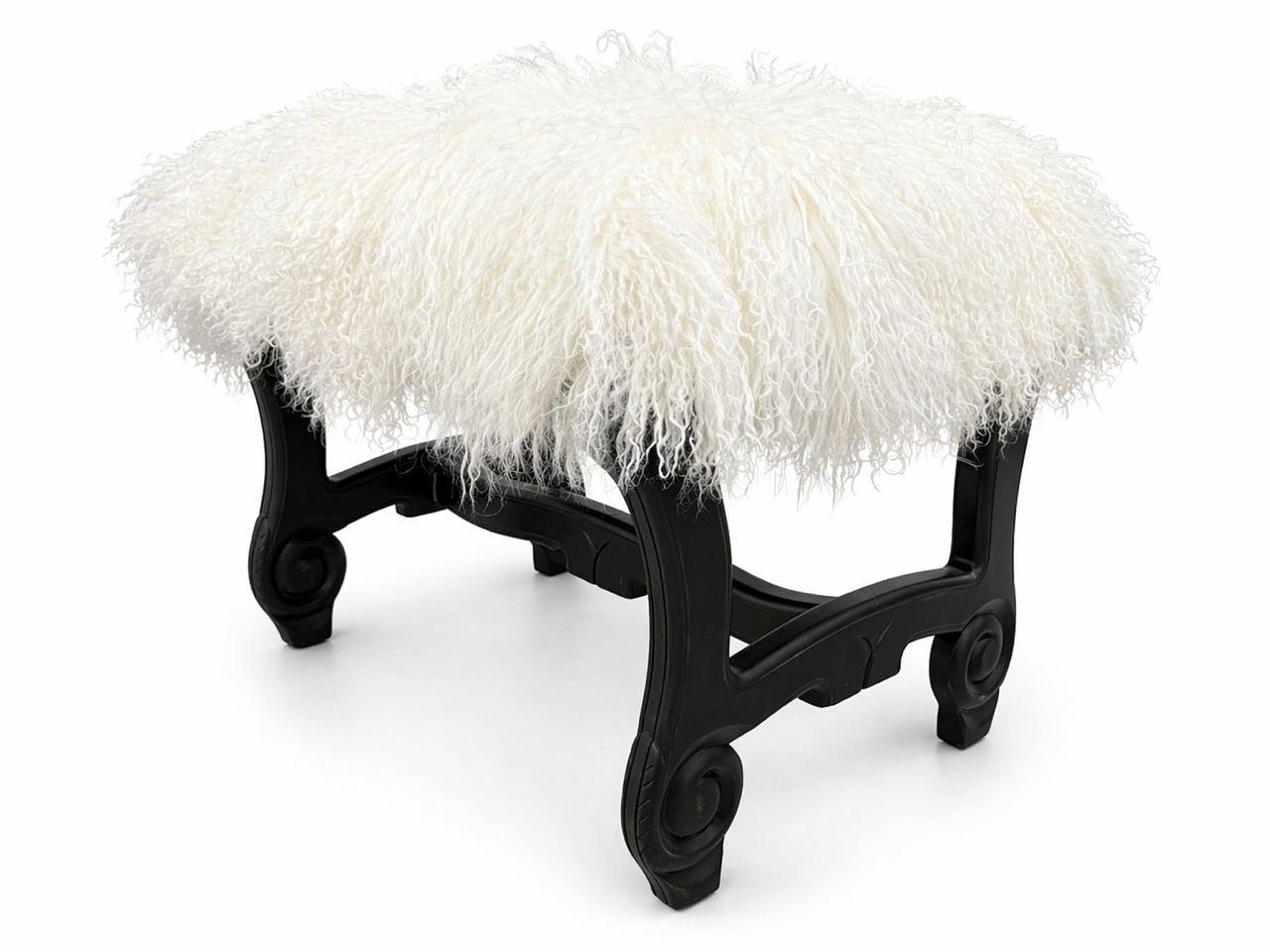 Hyde Park Tibetan Sheep Ottoman - White
