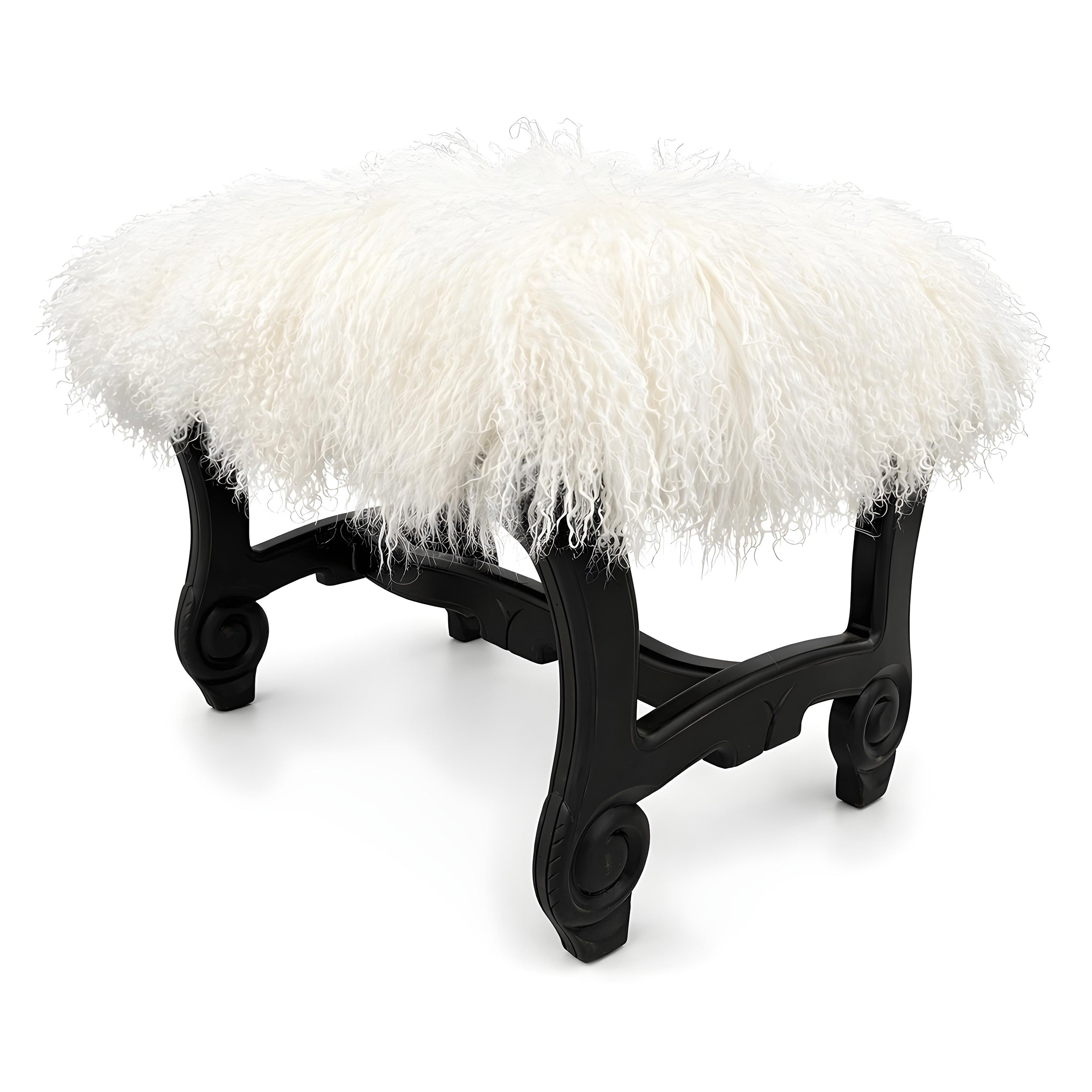 Hyde Park Tibetan Sheep Ottoman - White Ottomans