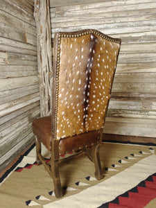 Axis Western Brown Leather, Crocodile Accent Leather & Authentic Axis Hide Dining Chair Without Arms