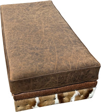 Load image into Gallery viewer, Springbok exotic hide western leather ottoman in a large 30&quot; x 60&quot; size built as a perfect pair for our Springbok Sectional Sofa