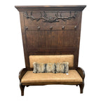 Double Seat Hall Tree with Hand Carved Antler