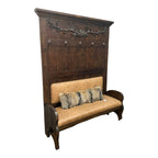 Double Seat Hall Tree with Hand Carved Antler