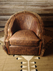 Yellowstone Buffalo Western Leather Swivel Chair