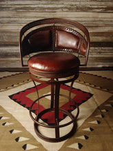 Load image into Gallery viewer, Leather &amp; Metal Western Rustic Barstool