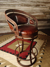 Load image into Gallery viewer, Leather &amp; Metal Western Rustic Barstool