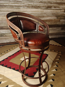 Leather & Metal Western Rustic Barstool