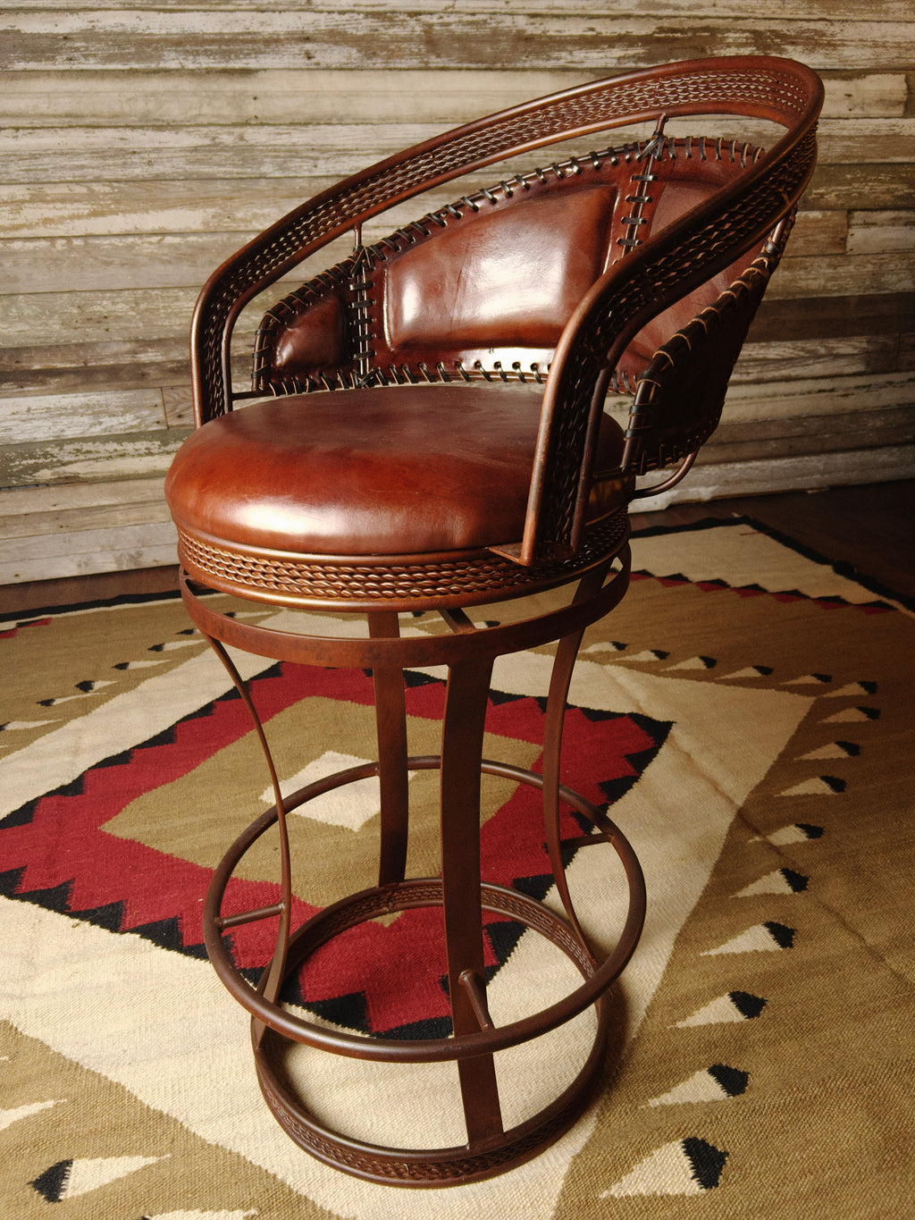 Leather & Metal Western Rustic Barstool