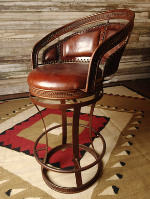 Leather & Metal Western Rustic Barstool