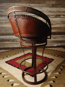 Leather & Metal Western Rustic Barstool