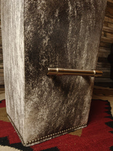 Keystone Contemporary Western Leather Cowhide With Metal Kick Stand Barstool