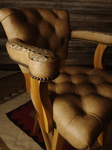 Bayou Western Leather Tufted Barstool