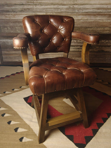 Maverick II Western Leather Cowhide Tufted Barstool