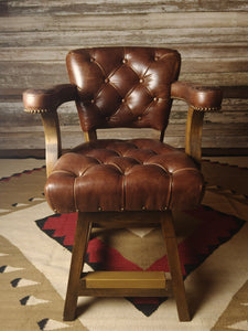 Maverick II Western Leather Cowhide Tufted Barstool