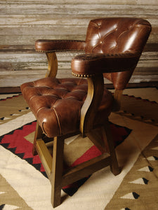 Maverick II Western Leather Cowhide Tufted Barstool