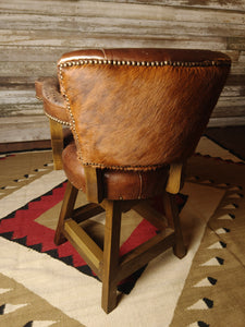 Maverick II Western Leather Cowhide Tufted Barstool