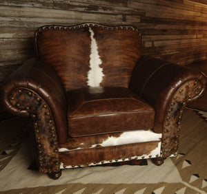 Maverick Western Leather Cowhide Club Chair