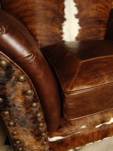 Maverick Western Leather Cowhide Club Chair