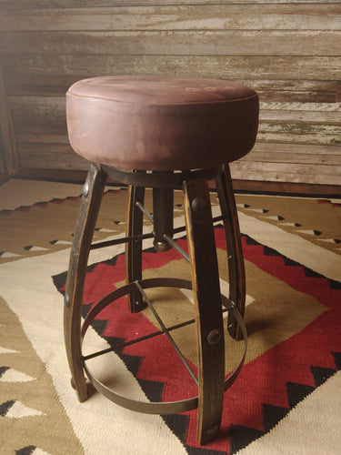 Tequila Reclaimed Barrel Western Leather Barstool