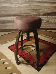 Tequila Reclaimed Barrel Western Leather Barstool