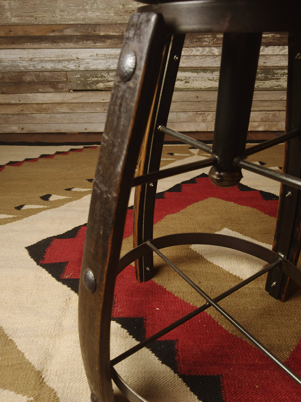 Tequila Reclaimed Barrel Western Leather Barstool