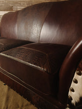 Load image into Gallery viewer, Maverick II Eight Foot Western Leather Cowhide Sofa