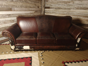 Maverick II Eight Foot Western Leather Cowhide Sofa