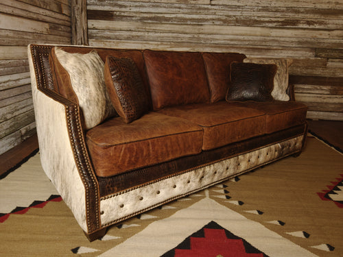 Adrian Hacienda Contemporary Western Cowhide Leather Sofa