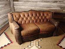 Load image into Gallery viewer, Yellowstone Curved Tufted Buffalo Western Leather Loveseat