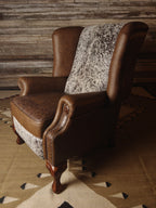 Longhorn Salt & Pepper Cowhide Western Leather Wingback Recliner