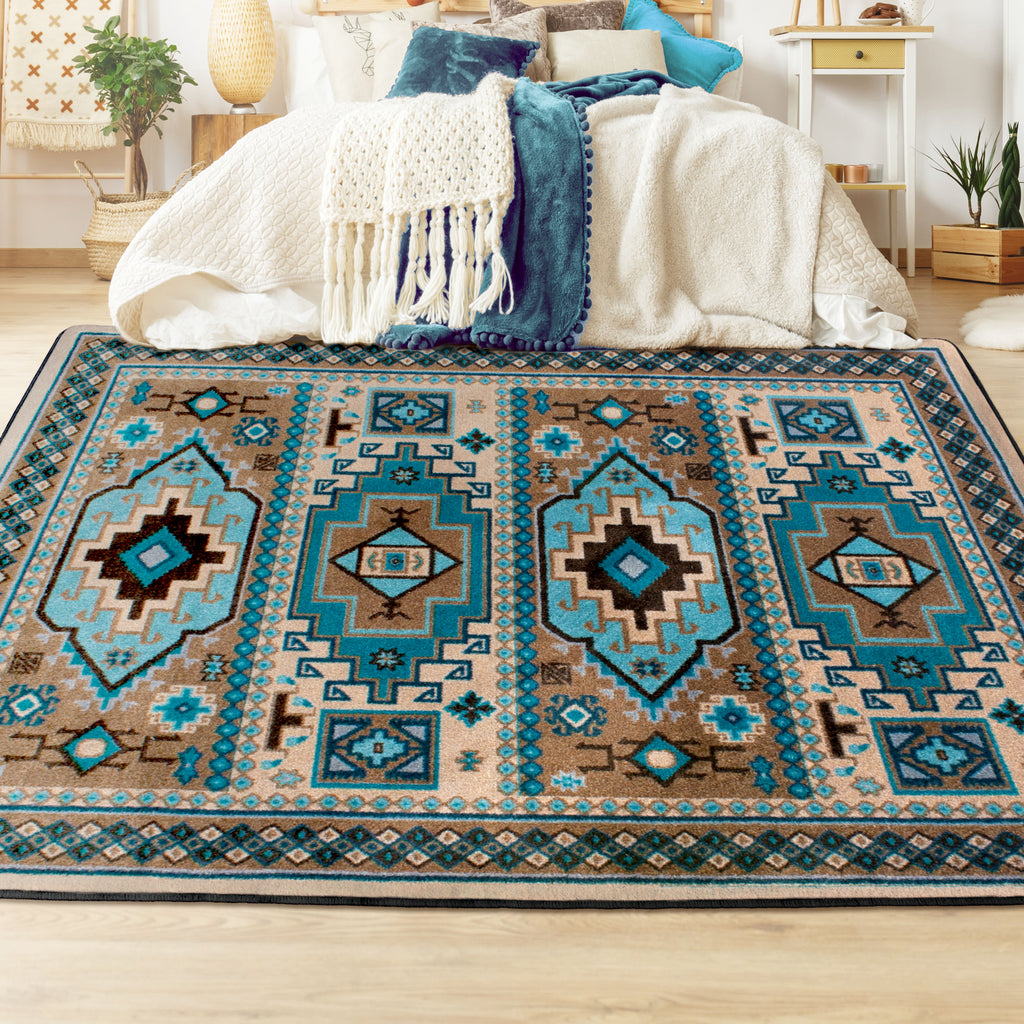 Image of an area rug, Indigo - Turquoise