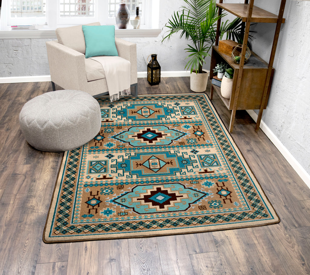 Image of an area rug, Indigo - Turquoise