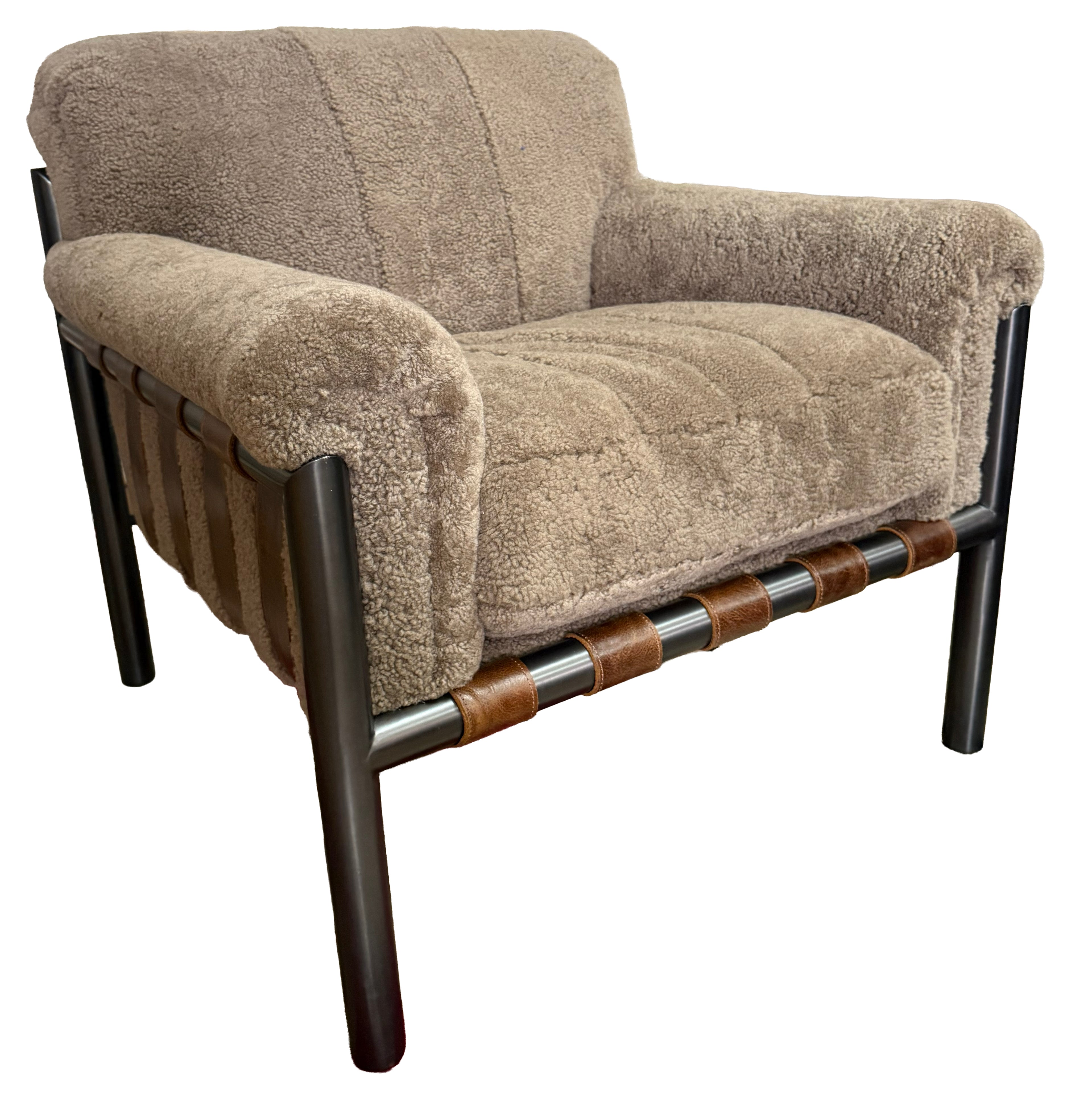 Iron and Shearling Sling Chair