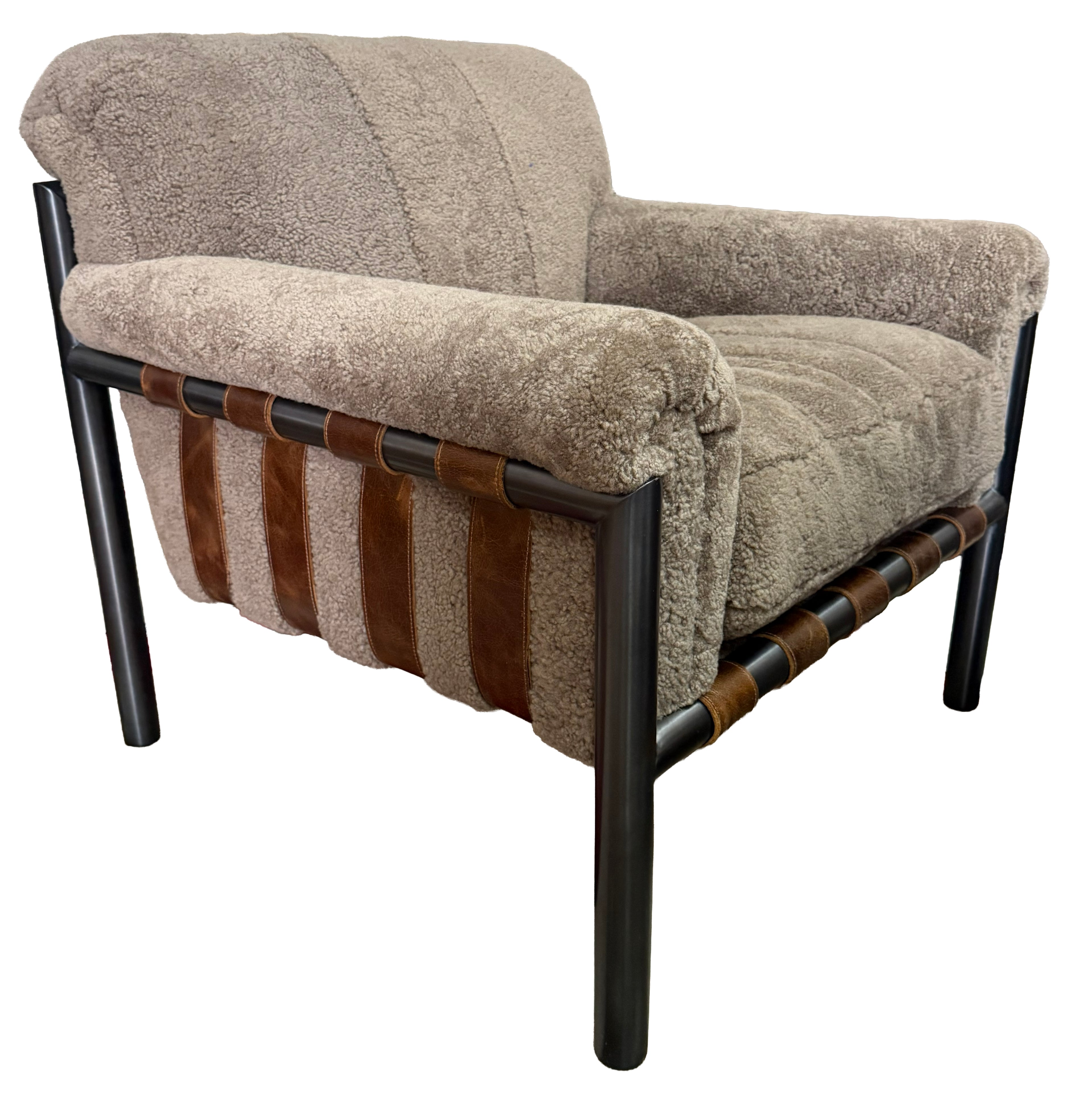 Iron and Shearling Sling Chair