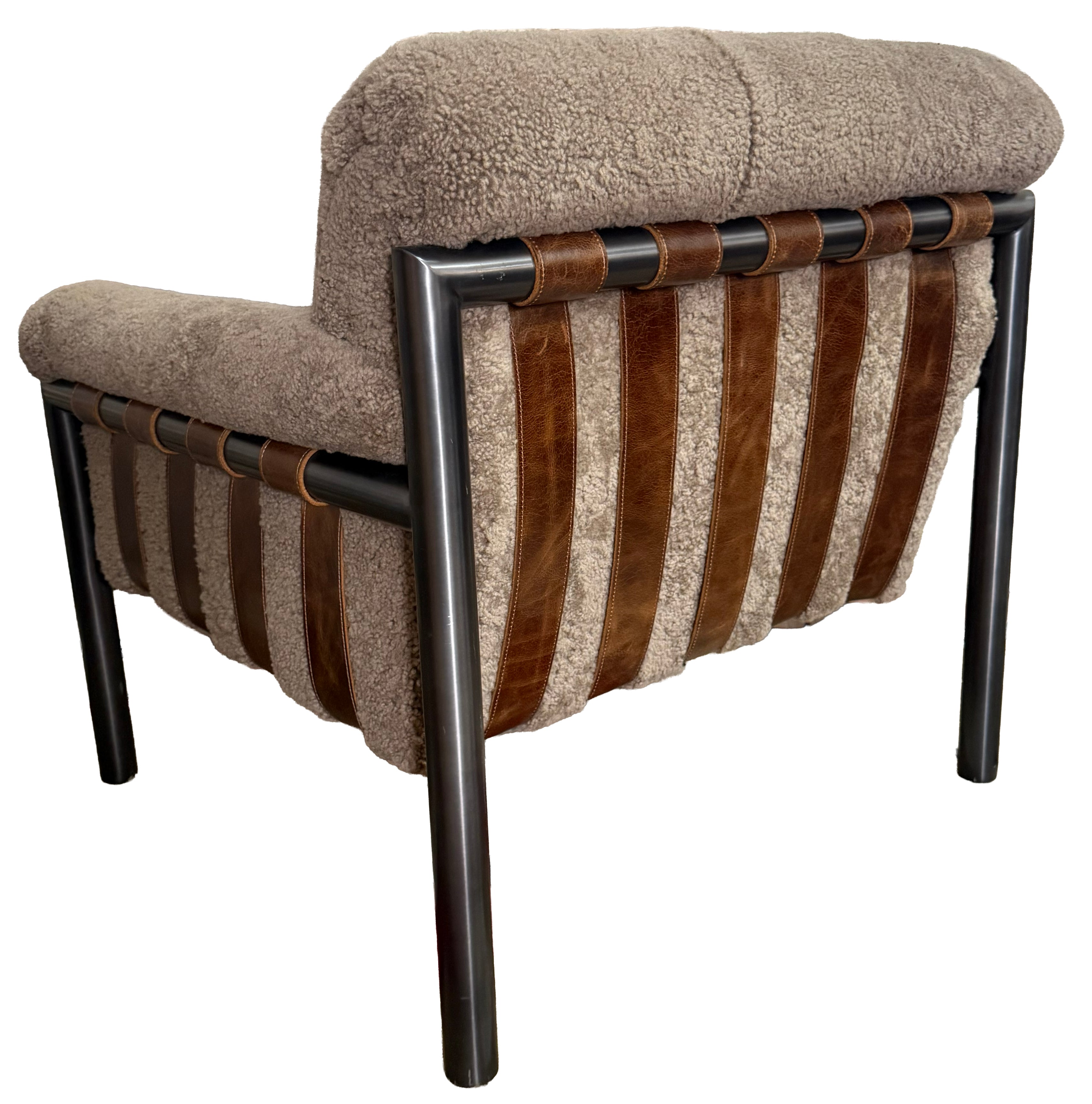 Iron and Shearling Sling Chair