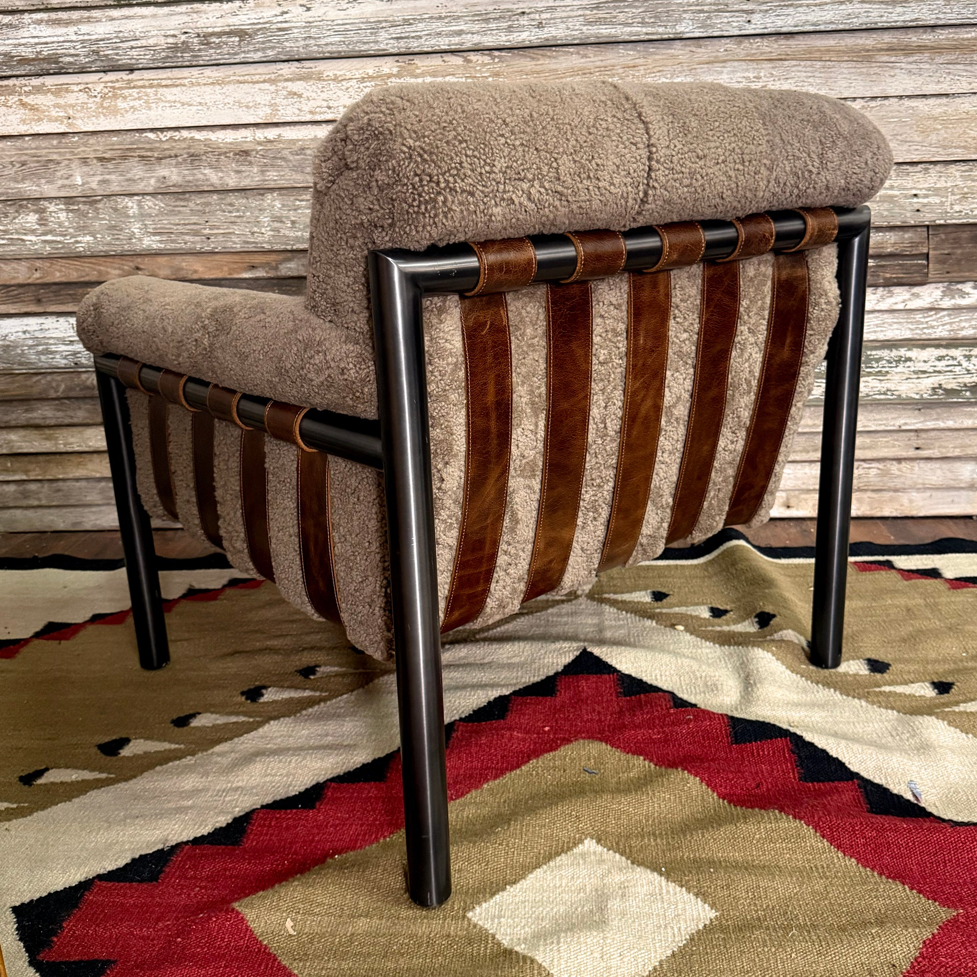Iron and Shearling Sling Chair