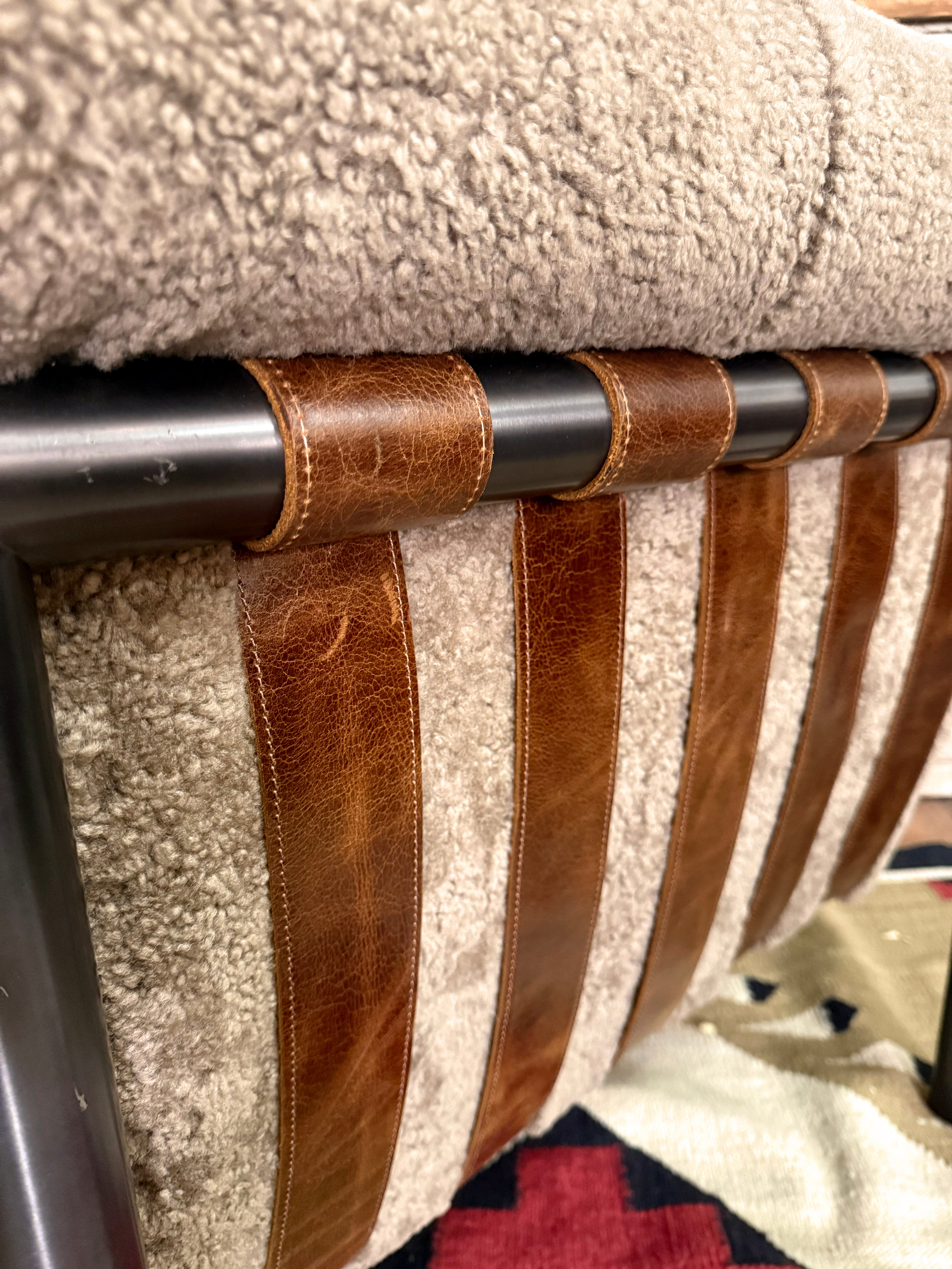 Iron and Shearling Sling Chair