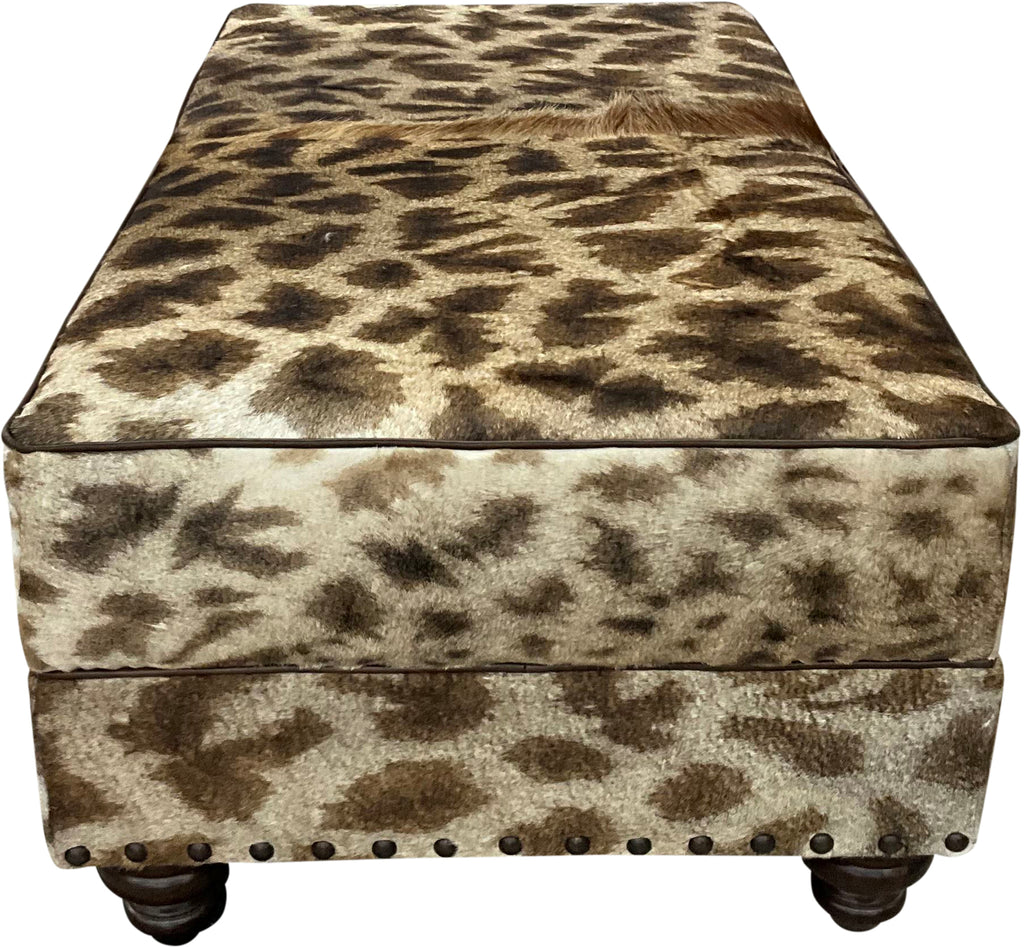 Authentic Giraffe Wild Exotic Safari Hide Western Ottoman