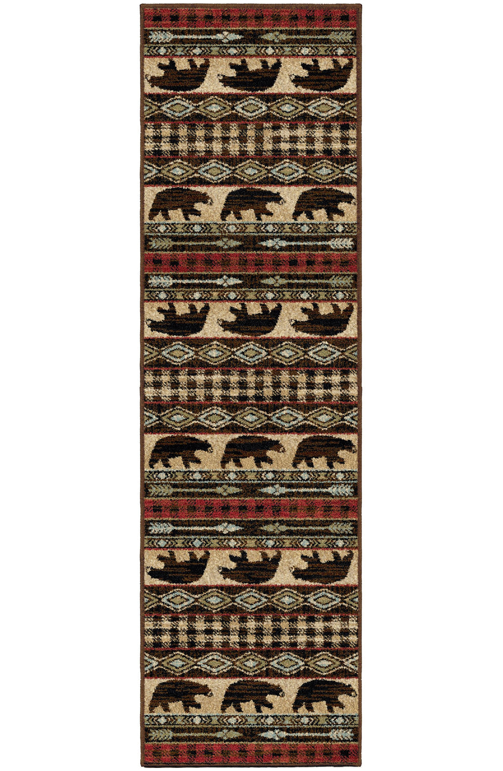 Lodge King Bear Down Red Area Rug