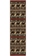 Lodge King Bear Down Red Area Rug