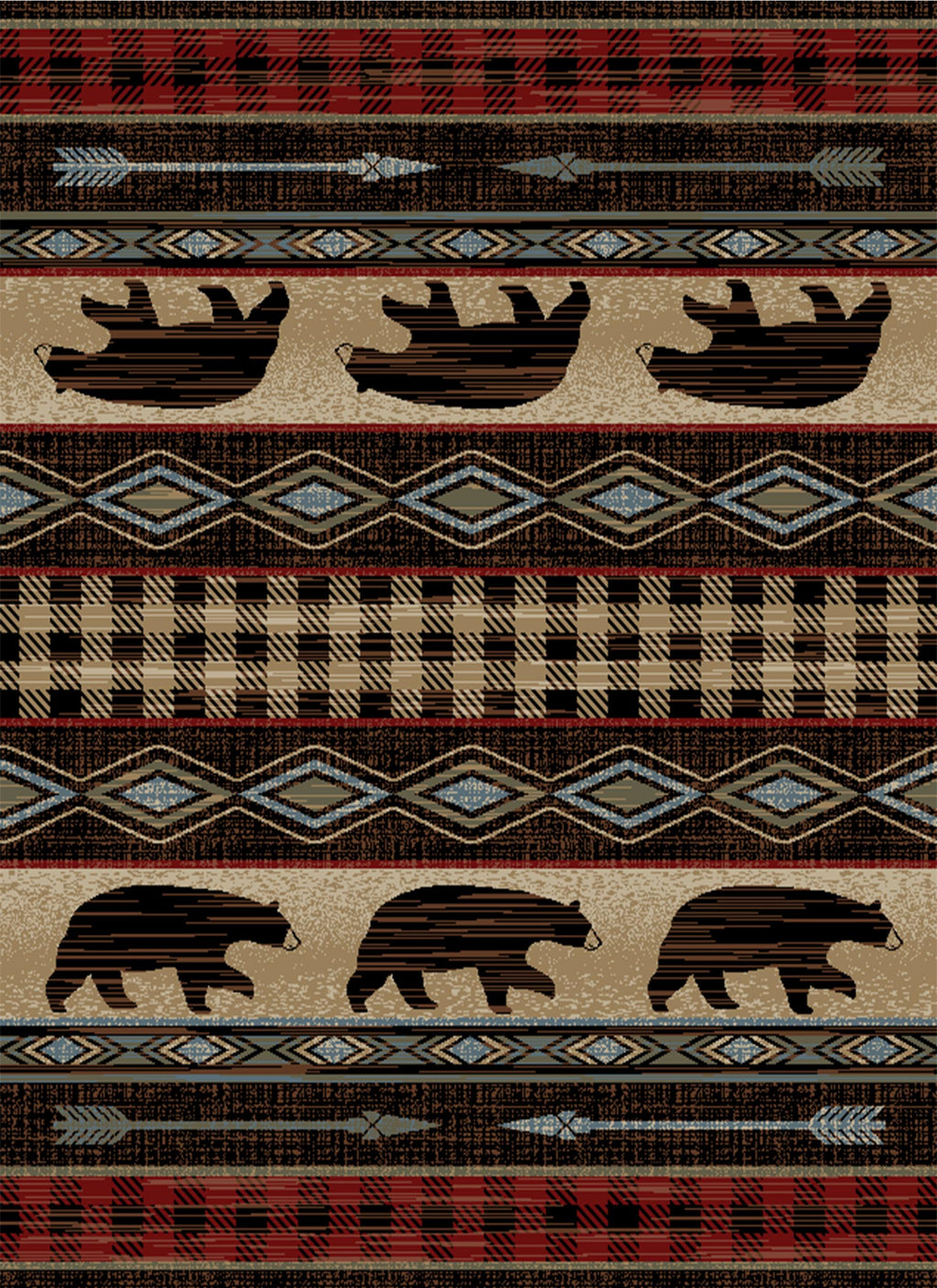 Lodge King Bear Down Red Area Rug